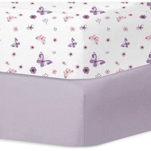 Little Grape Land Crib Sheets for Boys and Girls, 2pk Baby Crib Fitted Sheet for Standard Size Crib and Toddler Mattress, Super Soft Baby Sheet