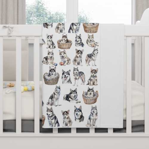 Husky Baby Blanket Husky Baby Swaddle Husky Nursery Dog Nursery Decor Husky Baby Swaddle Blanket Husky Baby Gift for Husky Family Husky Baby