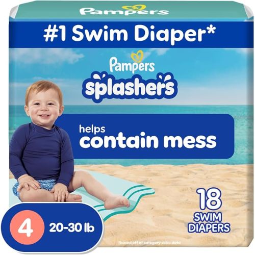 Pampers Splashers Swim Diapers, Size 2-3, 20 Count, Disposable Swim Diapers, Contains Mess, No Swell
