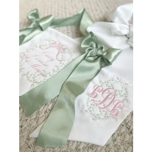 Monogram + Vines Bow Sash — Libby Priere Designs