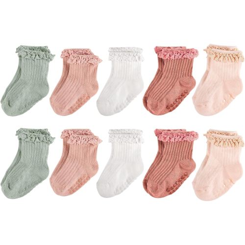 Baby Girl Ruffle Socks Non Slip Grip Socks Toddler Girls Cute Cotton Frilly Ankle Grippy Sock Newborn Infant Kids