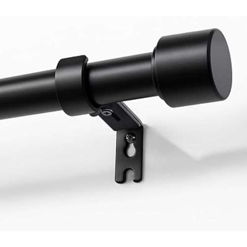 Joydeco Black Curtain Rods for Windows 32-120 Inch, 1 Inch Diameter Heavy Duty Adjustable Curtain Rods for Bedroom, Kitchen, Sliding Glass Door