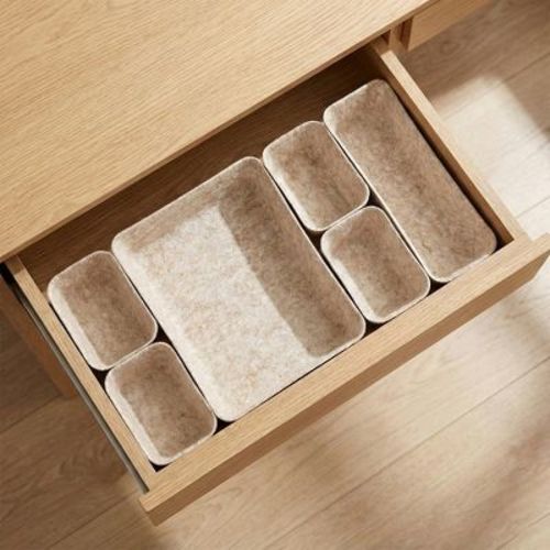 Evideco French Home Goods 7-Piece Felt Drawer Organizer Set - Beige