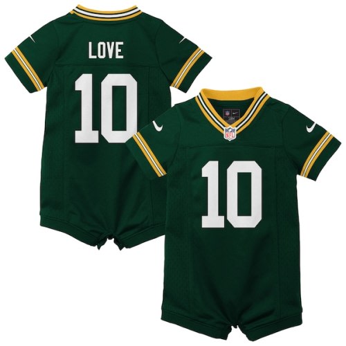 Newborn & Infant Green Bay Packers Jordan Love Nike Green Game Romper Jersey