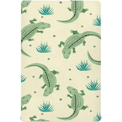 Crocodile Alligators Crib Sheet for Girls Boys Baby Toddler Bed Mattress Sheets Babies Fitted Crib Sheets for Kids Nursery Bed 52 * 28 in