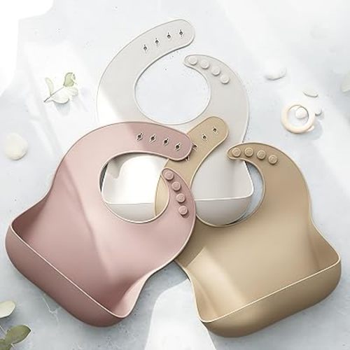 Tiny Marvels Silicone Bibs for Babies with Food Catcher Pocket, Adjustable Waterproof Feeding Bib for Infants & Toddlers, Soft BPA-Free Easy Clean Bib for Everyday Meals