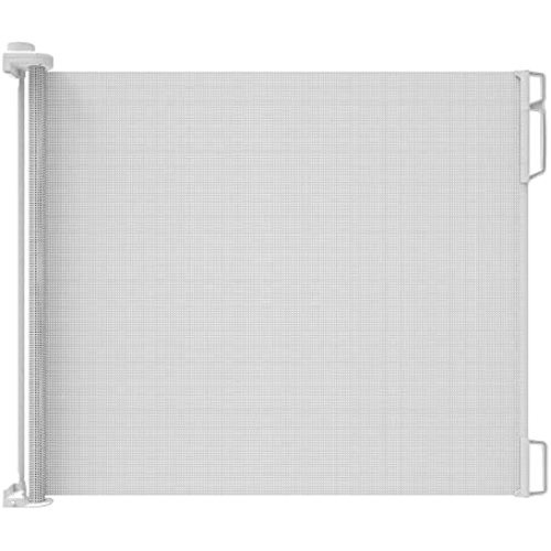 Perma Child Safety Indoor/Outdoor Retractable Baby Gate 33" Tall, Extends to 71" Wide, White