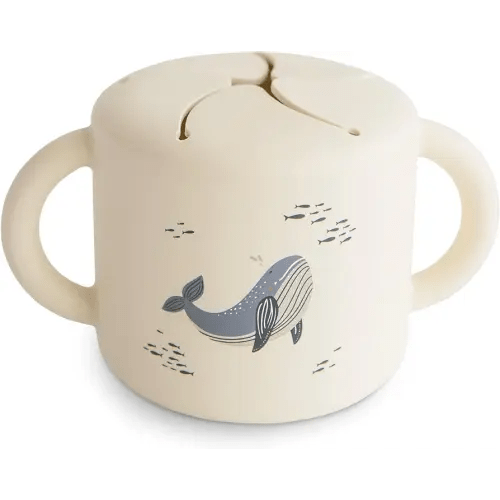 mushie Silicone Snack Cup | Spill Proof Food Container for Toddler and Baby (Whales)