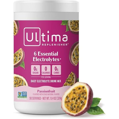 Ultima Replenisher Daily Electrolyte Powder Drink Mix – Sugar Free – Passionfruit, 90 Servings – Hydration Powder with 6 Key Electrolytes and Trace Minerals – Keto Friendly, Non-GMO