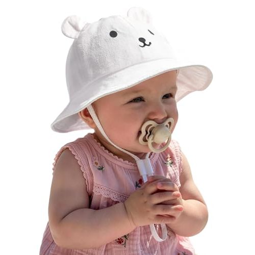 FURTALK Baby Toddler Sun Hat Wide Brim Baby Bucket Hats with Bear Ears Infant Beach Hat