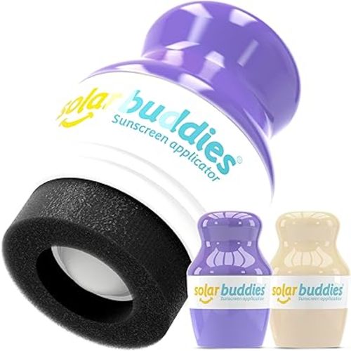 Solar Buddies Sunscreen Applicator- Full Purple & Nude Duo- BPA-Free Refillable Roll on Sponge Sunscreen,Suncream & Lotion Applicator For Kids,Adults & Families-Holds 3.4fl oz,Perfect Size for Travel