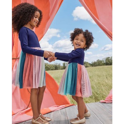 Baby Long Sleeve Tulle Rainbow Dress