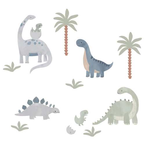 Lambs & Ivy Dino-Might 4-Sheet Wall Decal in Green, Gray and Blue