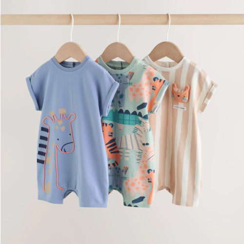 Buy Blue Safari Jersey Baby Rompers 3 Pack from Next USA 3-6 months