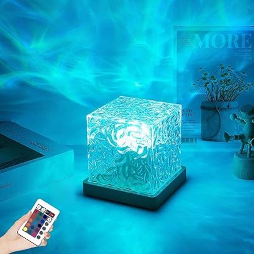 Cordless Ocean Wave Lamp, Rechargeable 16 Colors RGB Aurora Northern Lights Projector Lamp for Bedroom Living Room Decor