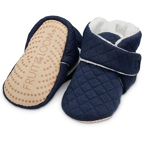 Fruit of the Loom Cozy Thermal Wrap Booties with Non-slip Grips for Baby Girls, Boys, Unisex -