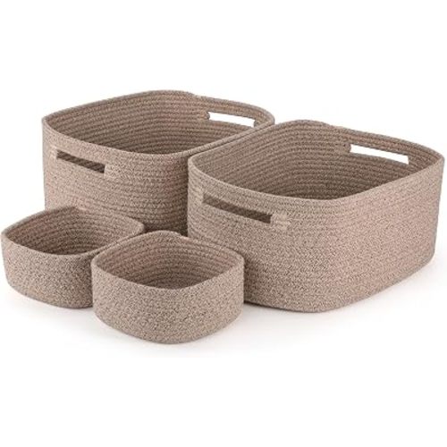 4 Pack Storage Baskets for Shelves, 17"x13"x7.5" & 7"x7"x3.5"