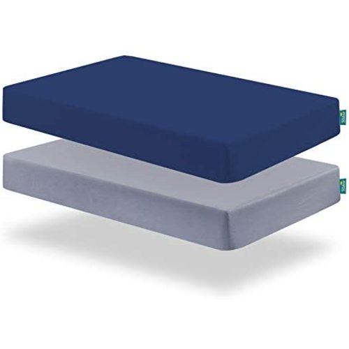 Biloban Crib Sheets for Boys 2 Pack, Fitted Crib Sheet for Standard Crib Mattress, Cozy Toddler Sheets for Boys,Machine Washable, Microfiber,Grey & Navy