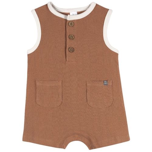Modern Moments™ by Gerber Baby Boys' Henley Romper, Mocha Mousse, 18 Months