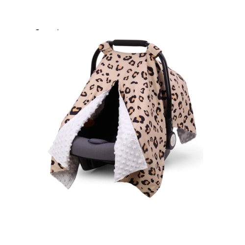 Rquite Car Seat Cover Baby, Carseat Covers for Boy Girl, Minky Infant Car Seat Cover Winter, Peekaboo Opening Car Seat Canopy, Multiuse Baby Carrier, Stroller, Nursing Cover, Minky Blanket, Leopard