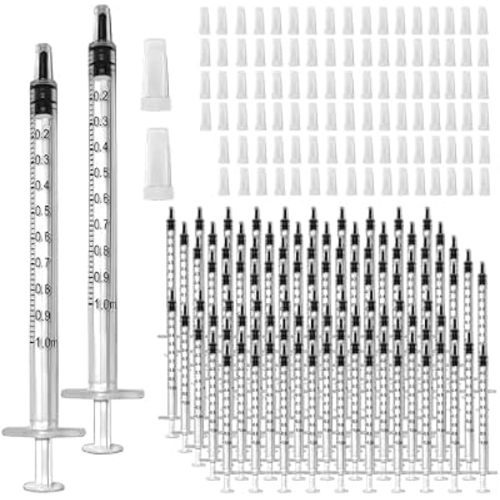 100 Pcs 1ml 1cc Syringe No Needle Plastic Syringe with Caps