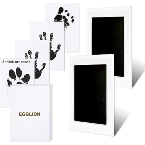 2-Pack Inkless Baby Hand and Footprint Kit with Mess-Free Ink Pad – Baby Safe Ink Pad for Hand, Foot & Paw Prints – Newborn Footprint & Paw Print Kit for Dogs and Cats – 8 Cards(Jet Black, L)