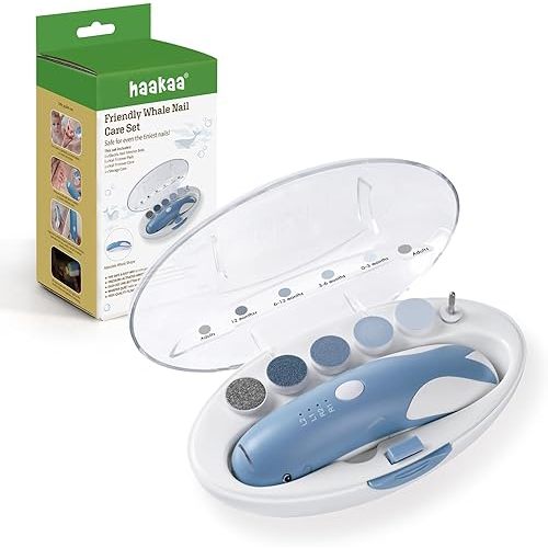 haakaa Friendly Whale Electric Baby Nail Trimmer & Care Set Quiet Safe File