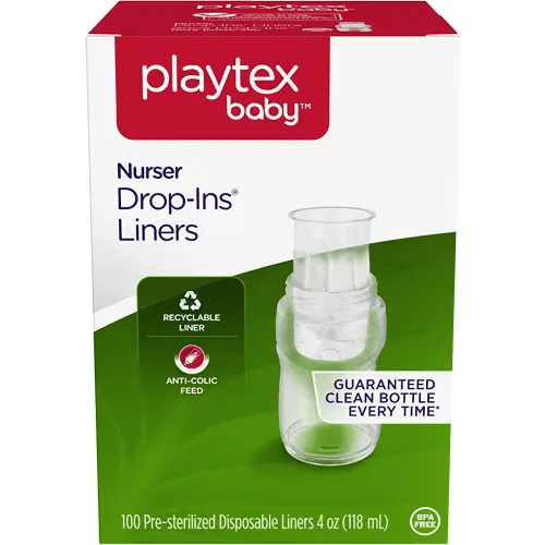 Playtex Baby Nurser Pre-Sterilized Disposable Bottle Liners, Closer to Breastfeeding, 4 oz, 100 Count