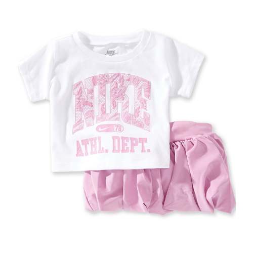 Nike Baby Girls Short Sleeve Lace It Up Tee & Bubble Hem Scooter 2-Piece Set