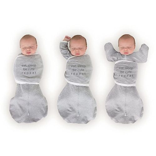 SwaddleDesigns 6-way Omni Swaddle Sack, Arms Up Swaddle for Newborn, More Options to Calm Startle Reflex, Improves Sleep, Easy Transition Baby Sleep Sack, Small, 0-3 month, Gray, Loved