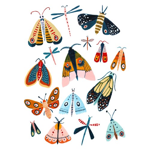 Moth Print Nursery (A3)