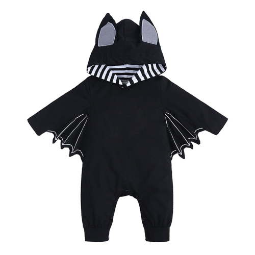 FINALGANG Boy Lovely Romper Solid Color Hooded Long Sleeve First Halloween Outfit Bat Perform Jumpsuits Leisure Breathable Comfort Wear
