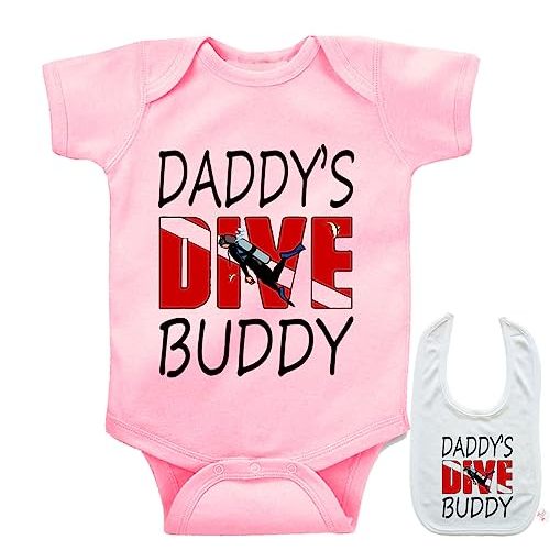 Daddy's dive buddy -Cute Diving & scuba theme Baby bodysuit onesie & bib set