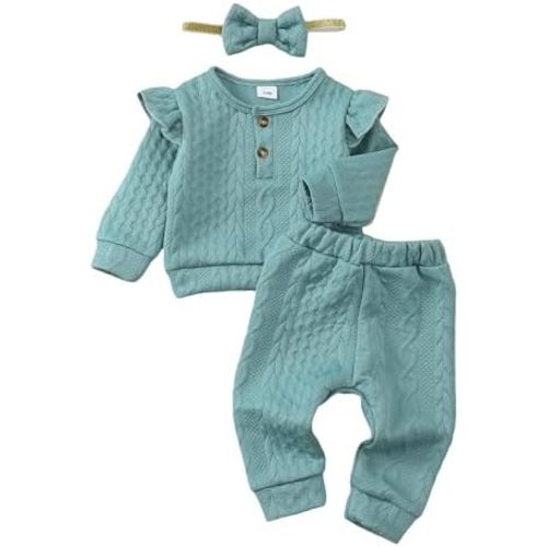 Mioglrie Toddler Baby Girl Clothes Fall Winter Sweatsuit Newborn Sweatshirt Sweat Pant Sets Outfits Infant Girls Clothing