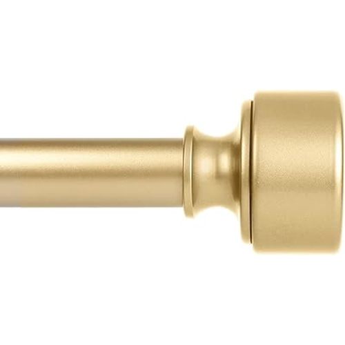 Gold Curtain Rods for Windows 28 to 48 Inch(2.3-4ft), 1 Inch Diameter Heavy Duty Curtain Rod, Adjustable Decorative Drapery Poles 18-45", Brass Gold