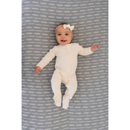 SALE Organic Footed Zipper Baby One Piece, Romper, Pajamas, PJs, Footies, Onesie, Girl, Boy, Newborn, Cream, Gift, Sustainable, Ecofriendly