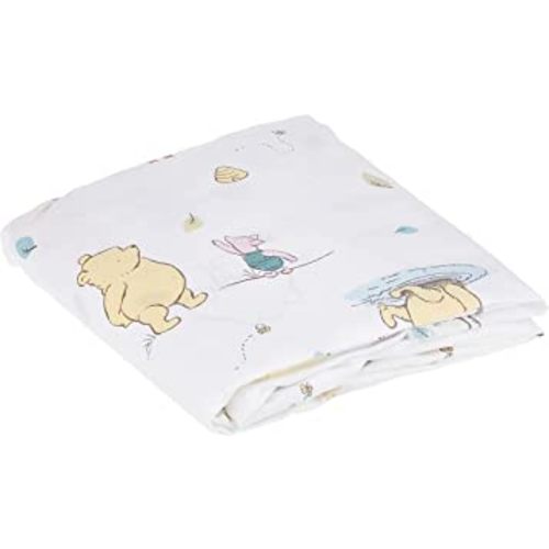 Disney Winnie The Pooh Classic Pooh 100% Cotton Fitted Crib Sheet in Ivory, Butter, Aqua and Orange