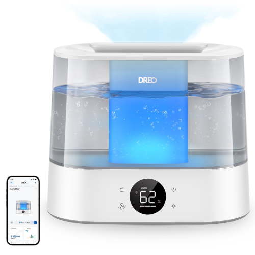 DREO Smart Humidifier for Room, 4L Cool Mist Top-Fill Ultrasonic Humidifier, Touch/APP/Voice Control, 36H Runtime, 28dB quiet, Essential Oil Diffuser & Customizable RGB Light Humidifier for Bedroom