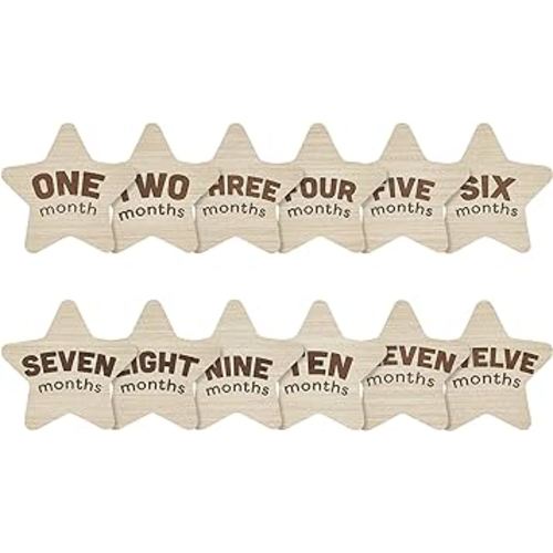 Kate & Milo Wooden Milestone Props, Baby Monthly Photo Discs, Newborn Keepsake Photos, New and Expecting Parents Gift, Gender Neutral Monthly Milestone Markers, Stars