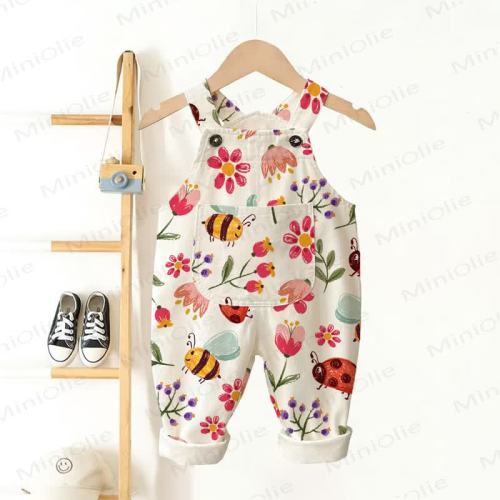 Baby Toddler Bee and Honey Print Overalls