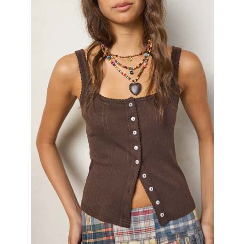 Pretty Pointelle Tank - Brown – Natural Life