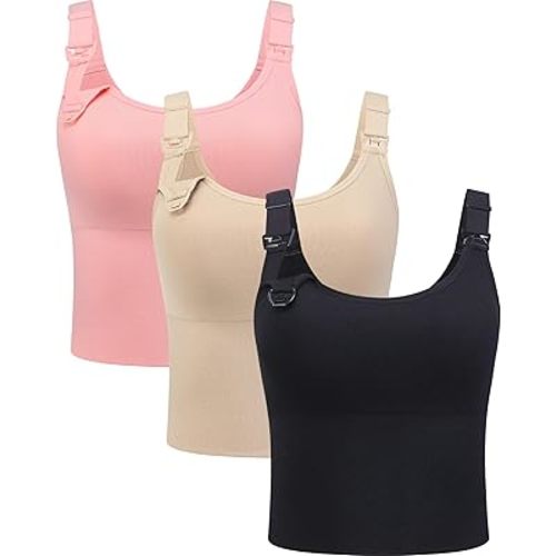 Suekaphin Nursing Longline Bra Tank Top Crop,Maternity Support Sport Bra,Pullover Wide Straps Sewn Cups for Breastfeeding