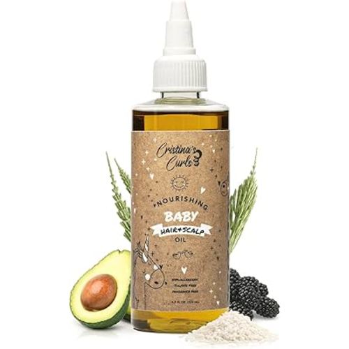 Cristina's Curls Nourishing Baby Hair & Scalp Oil – Lightweight Massage Oil To Loosen Dry Flakes And Seal Softness