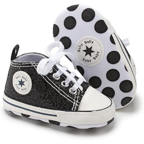 Unisex Baby Girls Boys Canvas High-top Shoes, Newborn Infant Anti-Slip Soft Sole Frist Walking Breathable Sneakers