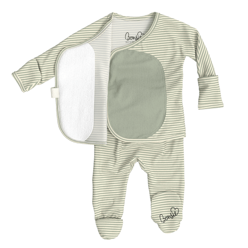 Footie - Mint Twist – Bonsie Skin to Skin Babywear | 0-3 Months
