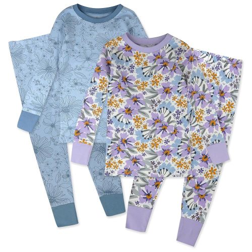 HonestBaby 4 Piece Pajamas Sleepwear Pjs 100% Organic Cotton for Infant Baby and Toddler Boys, Girls, Unisex