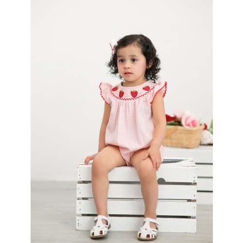 Baby Girls Strawberry Plaid Smocked Romper – Rylee Faith Designs