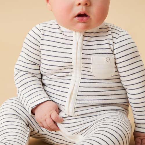 Clever Zip Baby Pajamas - Grey Stripe