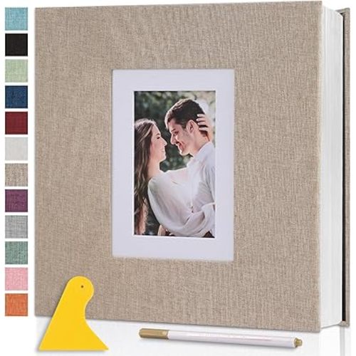 Photo Album Self Adhesive Pages Scrapbook Large Magnetic Photo Albums with Sticky Pages Scrapbooks for Wedding Baby for 4x6 5x7 8x10 Picture Photo Books 11x10.6 Yellow 40 Pages