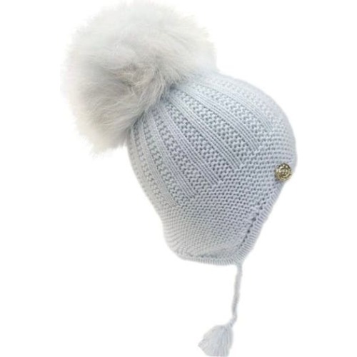 London Baby Blue Cashmere Faux Fur Aviator Hat, Medium